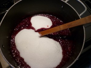 Add 4-1/2 cups sugar and simmer, stirring frequently, until thick (about 30 minutes). 