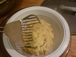 Using a slotted spoon