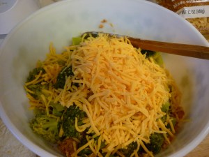 Add a couple cups of grated sharp cheddar cheese.