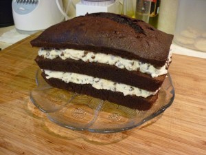 I made this as a birthday cake for my husband. The recipe can be found here: http://www.piarecipes.com/2012/11/chocolate-cannoli-cake.html