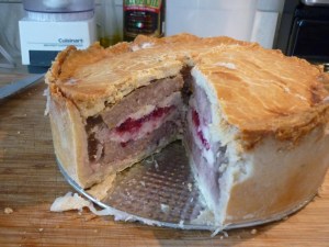 I used a lean breakfast sausage (think Jimmy Dean) for the ground sausage or veal component. The flavor was a bit bland and Italian sausage would have been great, or maybe even sage sausage.