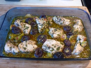 Bake, covered, for about 45 minutes at 350 degrees. Uncover and bake another 15 minutes.