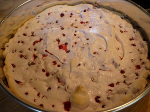 Spread filling atop crust and bake for 20 minutes or until top is lightly browned.