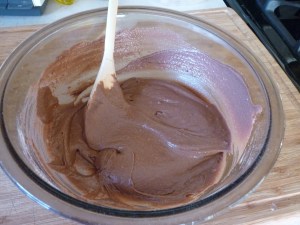 Stir together liquid ingredients and add to dry ingredients.