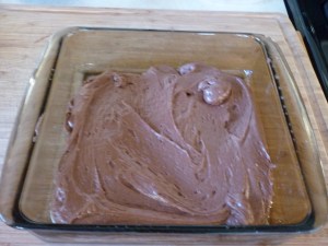 Spread batter into greased baking dish.