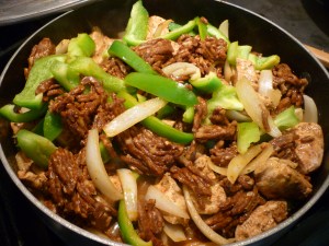  1# Chorizo sausage; cook 5 minutes. 