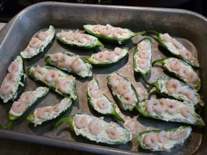 Top with shrimp in a decorative manner. 