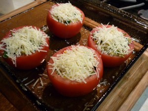 Sprinkle the tops with shredded or grated Parmesan cheese.
