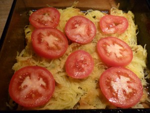 Layer of tomatoes.